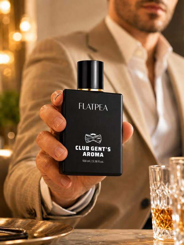 FLATPEA Club Gent's Men's Fragrance Spray 100ml, Luxury Vanilla Woody Fragrance, Long-Lasting Classic Scent, Fine Mist Spray, Elegant Masculine Aroma, Suitable For Neck, Wrists, Body, Shower, Work, Travel, Office, Business Meetings, Date Night, Party, Travel, Wedding, Anniversary, Conference