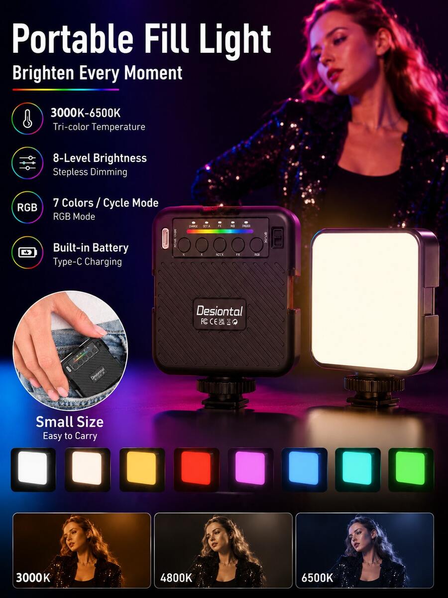 IReal X1 RGB Pocket Fill Light, Portable Mini LED Photography Light, Suitable For Phone Selfie, Outdoor Vlog Shooting, Live Streaming And DSLR Camera Full Color Video Light