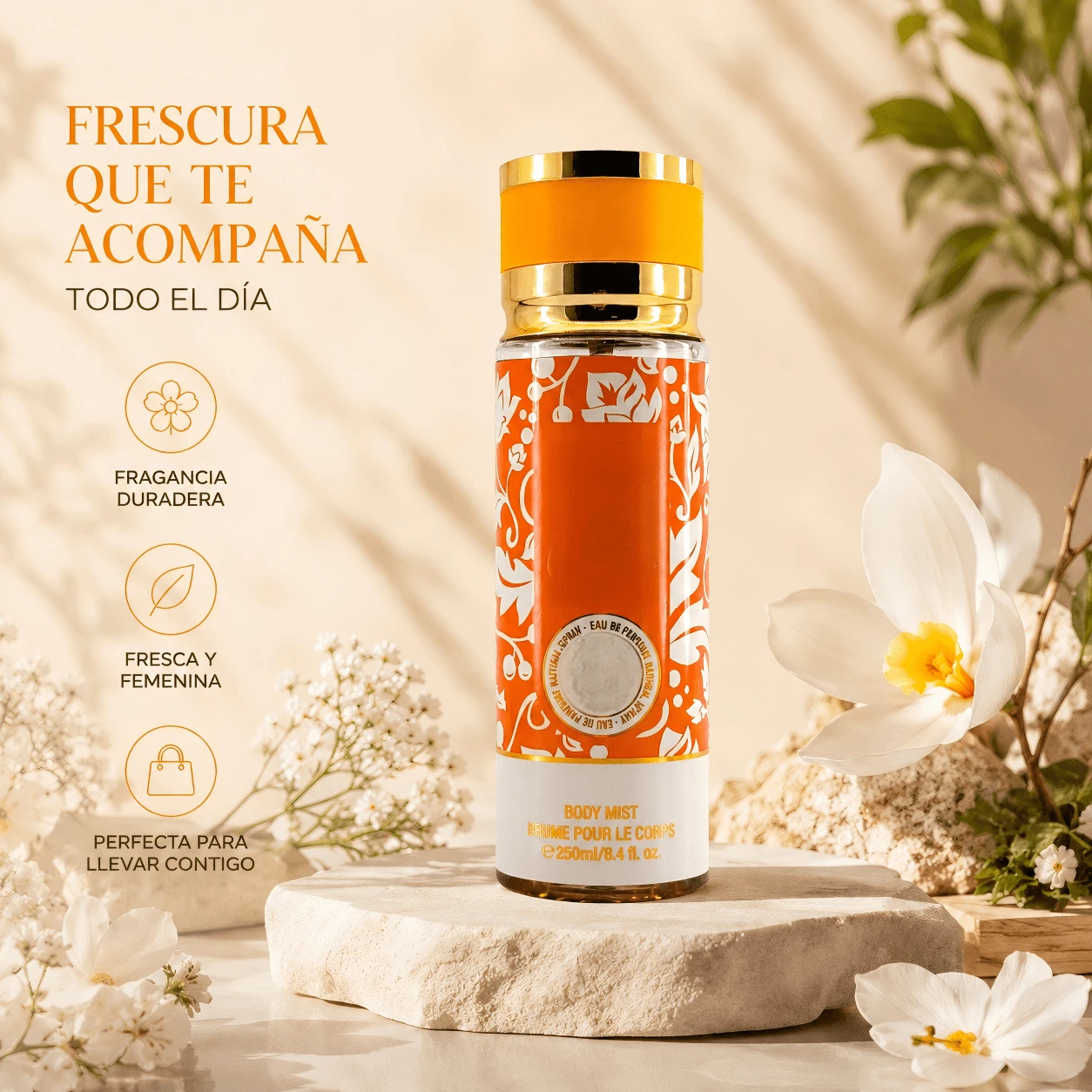 Perfume Árabe 250ML para Mujer en Spray, Fragancia Floral y Dulce de Larga Duración, Aroma Elegante y Sofisticado para Uso Diario - amarillo - Ver 1
