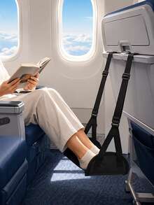 1pc Portable Adjustable Airplane Foot Rest Hanger, Soft Polyester Comfort Travel Foot Pedal Pad, Compact Space Saving Leg Support, Multi-Use For Airplane Train Office Long Trip Relax - Multicolor - View 2