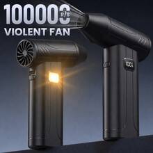100,000 RPM Ventilador turbo portátil ultra potente, 200g de empuje a 52m/s de alta velocidad, carga rápida Tipo-C, diseño sin escobillas, enfriamiento para automóvil, secador, teclado, computadora, campamento al aire libre, compacto y viento extremadamente fuerte - Negro - Ver 2