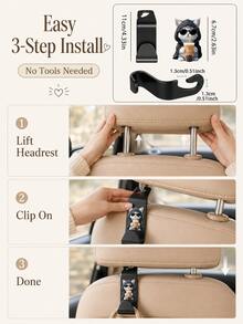Car Seat Back Multi-Function Hook, Built-In Cup Holder And Phone Holder, Essential Car Accessory - Single Hook Thick Style - View 3