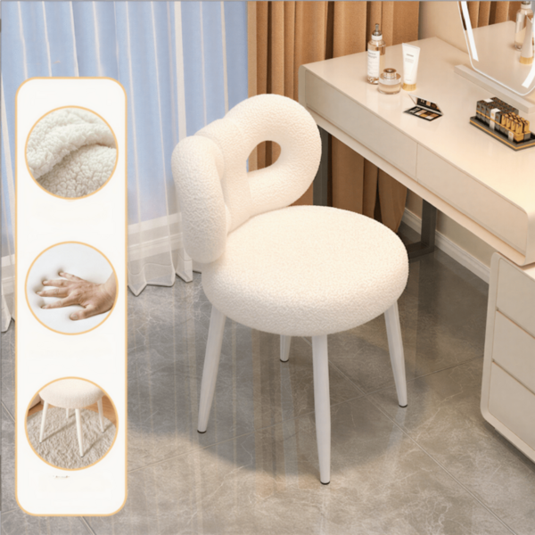 1 Taburete de vestir – Silla de vestir/oficina con respaldo de piel de ante – adecuado para oficina o sala de estar – capacidad máxima 90 kg – asiento – gris/blanco/rosa