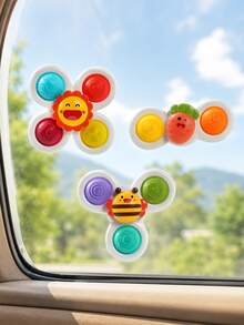 Baby Suction Cup Spinner Toy, Educational Early Learning Rattle Gyro, High Chair Bath Water Play Soothing Toy, Christmas Halloween Thanksgiving Children Holiday Gift (Random Accessory Color) - Multicolor - View 2