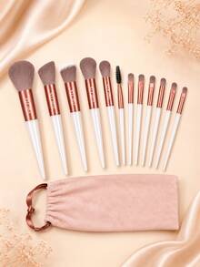 FSJF FIX 12pcs Makeup Brush Set, Eyeshadow Brush, Foundation Brush, BB Cream Brush And Concealer Brush. This Is A Soft Multifunctional Makeup Tool Set Designed For Women, Featuring Soft Bristles - Brown - View 9