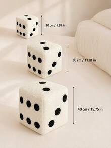 1pc 3D Dice Shaped Throw Pillow, Soft Fluffy Plush Minimalist Decorative Square Pillow, Fuzzy Sofa Cushion, Suitable For Living Room And Bedroom Aesthetic Home Decor - White - View 3