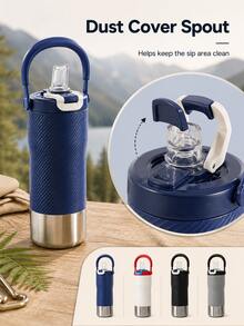 Large Capacity Sports Water Bottle, Dual-Drinking Lid Design, Straw And Direct Sip Dual Use, Portable Handle, Non-Slip Textured Grip, Reusable Outdoor Water Bottle, Suitable For Gym, Hiking, Camping, Cycling, Travel, School, Workout And Daily Hydration - Multicolor - View 5