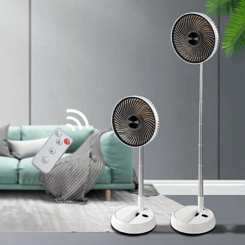 New 8-Inch Portable USB Rechargeable Folding Fan With Remote Control, Timer, Telescopic Aluminum Tube Design, Brushless Motor, 4-Speed Wind, 5400mAh Rechargeable Battery And 180-Degree Oscillation - Perfect For Outdoor And Indoor Cooling