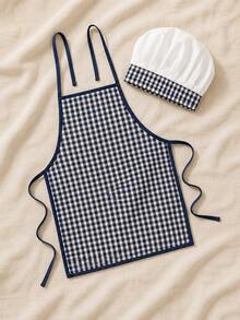 2pcs Newborn Photography Props, Includes Apron And Chef Hat, Kitchen Cooking Theme Photo Props For Baby Boys And Girls, Plaid Pattern Chef Outfit, Milestone Commemoration, Baby Party Gift - Multicolor - View 11