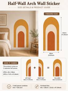 SUPSTICKER 1 Set Vintage Bohemian Style Layered Arch Peel And Stick Wall Decal, Removable PVC Wall Sticker, Suitable For Living Room, Nursery And Bedroom, 2 Sizes - 2pcs - View 12