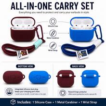 Funda protectora compatible de estilo minimalista con cordón de cuerda tejida a mano en color contrastante para auriculares Bluetooth - azul real - Ver 6