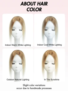 女款真人髮髮頂片，無瀏海 360° 3D 真人髮，適用於細髮/灰髮/脫髮，增加髮量，附 3 個夾子的髮頂片底座 - S8/613 - 查看 10