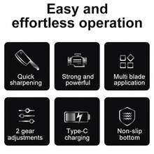 SOKANY Electric Knife Sharpener, Multi-Function Professional Home Use, One-Touch Fast Sharpening, 2-Level Adjustable Thickness, Type-C Rechargeable (1200mAh Lithium Battery), Universal For Kitchen Knives/Fruit Knives/Scissors - Silver - View 3
