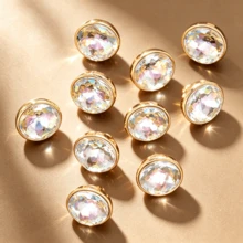 10pcs Large Facet Crystal Rhinestone Sew Buttons, Gold Silver Tone ...