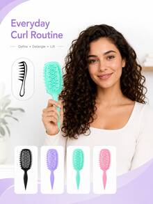 2pcs Curly Hair Comb Set, Ventilated Styling Comb With Flexible Teeth, Side Comb And Pointed Tail Handle, Black Root Volumizing Comb, Suitable For Wavy, Curly, Fine And Thick Hair, Dry And Wet Use Styling Tool - Multicolor - View 5