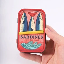 1pc Tin Material Small Metal Box, Hinged Lid Metal Box, Printed With Cat Holding Fish, Portable Storage Box, Home Decor, Holiday Gift. - View 18