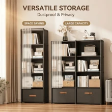 5-Layer Double Column Portable Wardrobe Cabinet With Translucent Dust Cover, Easy Assembly Space Saving Storage Shelf For Clothes Books Sundries - Black Double-row 5-tier Wardrobe - View 4