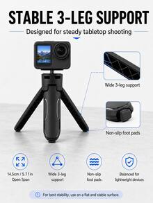 Auto-Pop-Up Mini Tripod Handheld/Desktop Stand, 1/4" Screw Interface, With Anti-Slip Pad, Compatible With DJI Osmo Pocket 4/Pocket 3, , , Phone Clip, DSLR Camera, 45.6g Ultra-Light Pocket Size, Suitable For Live Streaming, Vlog Shooting Accessories - View 10