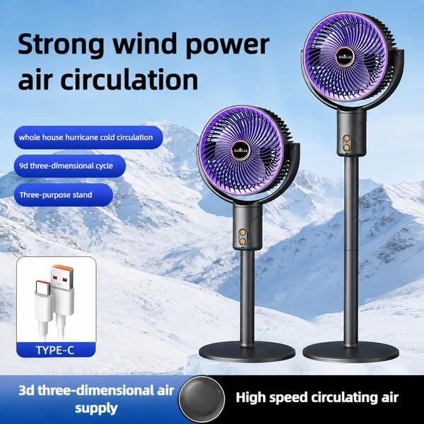 OBOVAY 5-Speed Air Circulation Fan, Dual-Use Tabletop And Floor Stand, Wide-Angle Airflow With 90° Up/Down Adjustment, Low Noise Operation, Rechargeable 4500mAh, Air Conditioner Companion, Home Living Room Bedroom Cooling Vertical Floor Fan Desktop Circulation Fan
