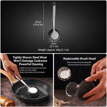 Stainless Steel Pot Brush With Handle, Household Pot Cleaning Tool, Non-Scratch Kitchen Cleaning Brush, Steel Wire Long Handle Dish Brush - Stainless Steel Pot Scrubber - View 6