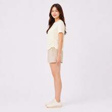 Li-Ning Women's Adjustable Drawstring Side Ruched Elastic Quick-Dry Breathable Short Fitness T-Shirt ATSV900 - Mother Of Pearl White - View 5