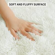 Thickened Round Rug 1 Pc Suitable For Bedroom Modern Fluffy Round Rug, Suitable For Living Room Round Fluffy Rug, Non-Slip Furry Soft Rug, Door Mat Living Room Floor Bedroom - White - View 2