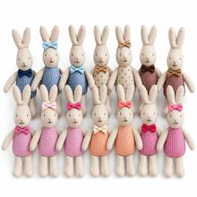 13cm Cute Linen Rabbit Plush Doll 1pc, Plaid Bowtie Rabbit Stuffed Doll, Children's Day Birthday Gift, Perfect Dollhouse Decoration And Accessory - Multicolor - View 2