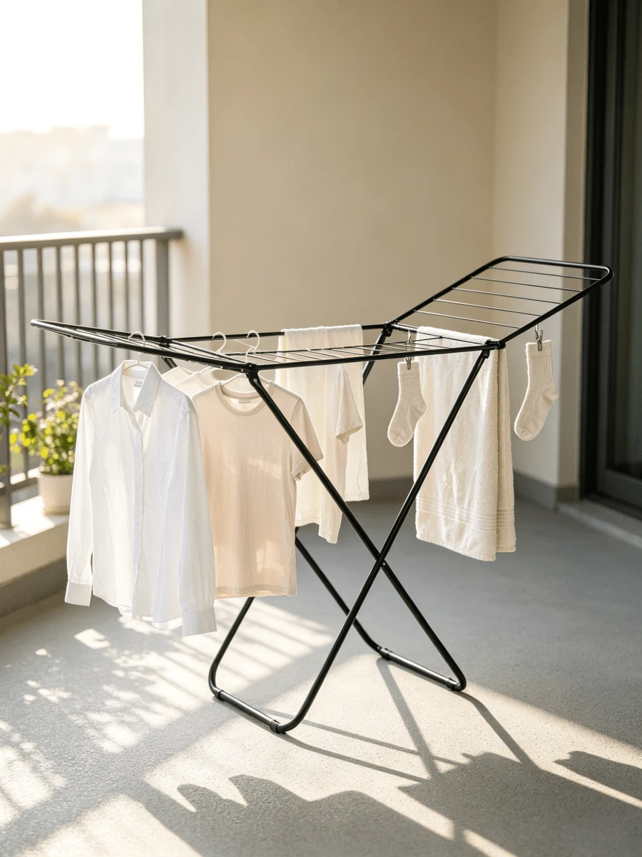 1pc Foldable Metal Clothes Drying Rack - Retractable Design, Space-Saving, Sturdy And Durable, Can Dry Clothes And Quilts Indoors And Outdoors, Freestanding Floor Type, Flexible To Move - Random Color - View 1