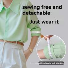 2pcs/Set Adjustable Elastic Sleeve Bands, No-Drill Sleeve Shortener For Shirts, Sports Shirts, Jackets, Hoodies, Coats, Etc. - 2 White - View 2