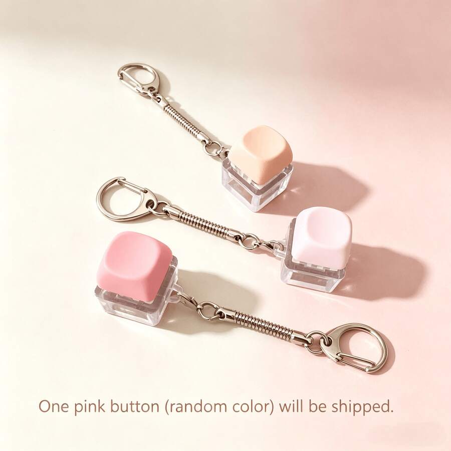 1pc Cute Pastel Macaron 9-Grid Keyboard Keycap Fidget Keychain, Portable Pressing Stress Relief Toy, Aesthetic Mini Switch Tester Bag Charm Creative Small Holiday Gift - Multi-color - View 1