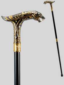 1pc Multicolor Halloween Prop Striped Pattern Wolf Head Metal Movie Prop, Vintage Long Wizard Staff, Double-Section Rotating Detachable Old-Style Metal Rod, Fashionable Elegant British Gentleman Gift, Suitable For Daily Holiday Gifts, Halloween Cosplay Stage Performance Props, School Back-To-School Season Use - Multicolor - View 16
