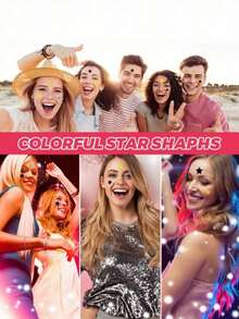 5pcs/10pcs/1pc Set Of Colorful Star Stickers,A Photography Essential And Perfect For Halloween, And Christmas Decorations. These Tickers Are Suitable For Decorating Photos, Faces, Makeup Accessories. Special Offers, For Decorative Use Only. - Multicolor - View 6
