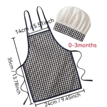 2pcs Newborn Photography Props, Includes Apron And Chef Hat, Kitchen Cooking Theme Photo Props For Baby Boys And Girls, Plaid Pattern Chef Outfit, Milestone Commemoration, Baby Party Gift - Multicolor - View 3