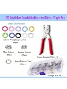 EDCUEBE7 800 件/200 套金属五爪按扣钳，空心和实心金属爪按扣紧固件铆钉套件，用于服装缝纫，非常适合 DIY 工艺品、服装、帽子和缝纫（随机颜色） - 彩色 - 查看 16