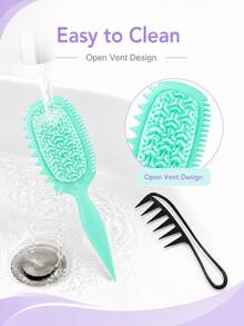 2pcs Curly Hair Comb Set, Ventilated Styling Comb With Flexible Teeth, Side Comb And Pointed Tail Handle, Black Root Volumizing Comb, Suitable For Wavy, Curly, Fine And Thick Hair, Dry And Wet Use Styling Tool - Multicolor - View 4