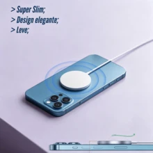 Carregador Sem Fio por Indução Magnético 15W com Cabo USB C 1 Metro Iluminação Rápida - Branco - Visão 5