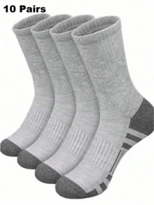1/5/10/20 Pairs Men's Mid-Calf Socks, Moisture-Wicking, Breathable, Fashionable, Comfortable, Soft, Business & Sports - Multicolor - View 20