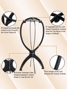 Foldable Multi-Functional Wig Stand, Portable And Durable Travel Wig Display Mannequin Head, Stable Base, Foldable Design, Suitable For Various Wig Types And Hat Storage, Room Decor - Multicolor - View 4