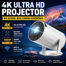 Smart Mini Projector, 1280*720P Native Support 4K Android 11, Equipped With Bluetooth 5.0 And Dual-Band WiFi 6, 300 ANSI Allwinner H713 Chip, Portable Outdoor Home Theater, Includes Screen And Remote Control, Suitable For Movie Night, Home And Office Use - EU C Type Plug(220-240V) - View 3