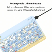 超薄可充電藍牙鍵盤 便攜緊湊無線鍵盤 (150mAh) 相容於 Galaxy Tab 平板電腦 Android Windows 智慧型手機 手機 iOS，聖誕禮物 / 聖誕禮物 / 2026年新年 - 淺藍色 - 查看 4