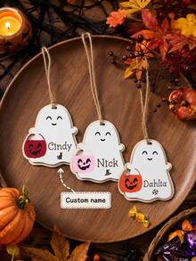 Personalized Acrylic Candy Corn Halloween Boo Basket Tag, Custom Name Halloween Basket Tag, Ghost Boo Bag Tag, Trick Or Treat Bag Tag,Personalized Halloween Basket Accessory, Boo Basket Filler, Halloween Name Tag, Custom Ghost Tag, Halloween Gift. - F-halloween Basket Ornament - View 2