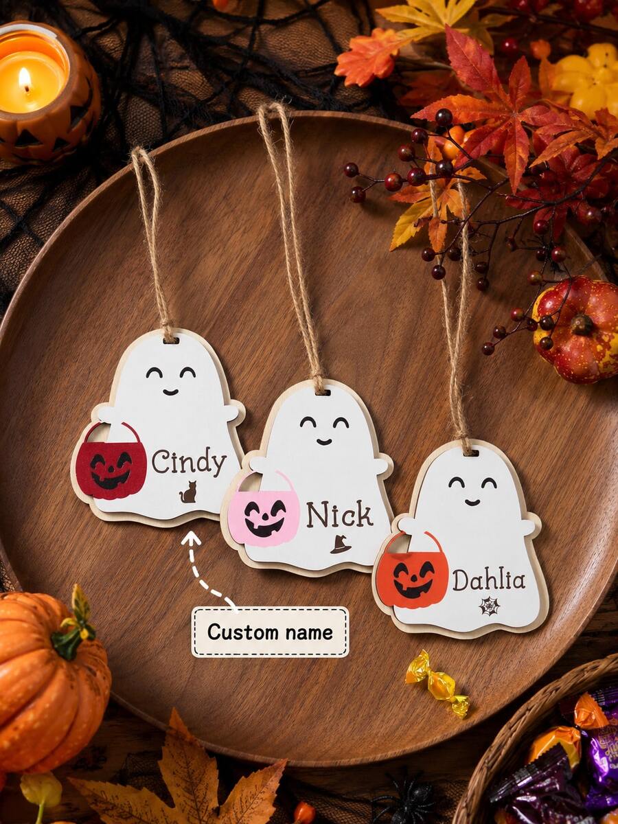 Personalized Acrylic Candy Corn Halloween Boo Basket Tag, Custom Name Halloween Basket Tag, Ghost Boo Bag Tag, Trick Or Treat Bag Tag,Personalized Halloween Basket Accessory, Boo Basket Filler, Halloween Name Tag, Custom Ghost Tag, Halloween Gift.