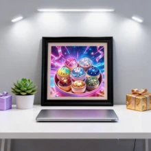 Rainbow Dumpling DIY Diamond Painting Mosaic Craft, 5D Full Round Diamond Painting Product, Suitable For Desktop Decoration And Dining Table Decoration, Handmade Set Home Decor Gift Unique Design, Holiday Party Diamond Painting Set Perfect Creative Art Holiday Gift Frameless - Rainbow Dumplings - View 7