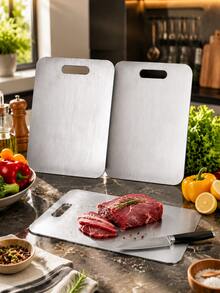High-Quality Stainless Steel Cutting Board - Double-Sided Design - Easy To Clean - Corrosion-Resistant Material, Suitable For Indoor And Outdoor Use - Essential Kitchen Tool For Home, Restaurant, Camping, Picnic, Easter And Holidays - Multicolor - View 13