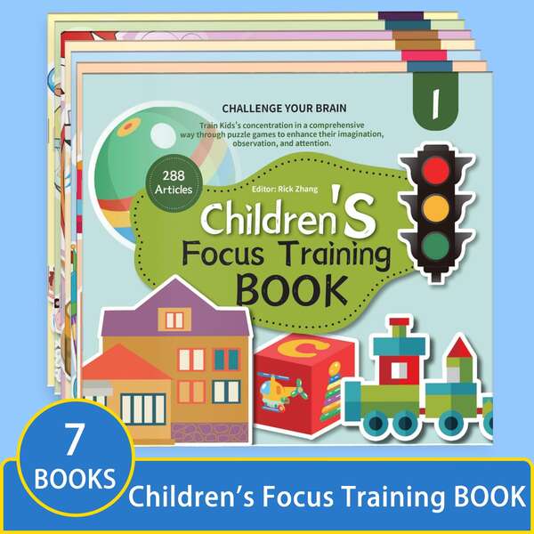 Buku Aktivitas Anak Bahasa Inggris, Satuan atau Set 7 Buku, Buku Latihan Fokus dan Otak, Pengenalan Bentuk, Pencocokan Pola, Berpikir Spasial, Kehidupan Sehari-hari, Teka-teki Logika, Permainan Observasi, Latihan Edukasi Pembelajaran Awal
