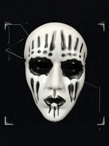 Halloween Scary Full Face Mask, Cosplay Horror Ghost Face Prop, Red & White Blood Tears Makeup Party Accessory, Spooky Skull Terrifying Costume - One Size Fits All - View 1