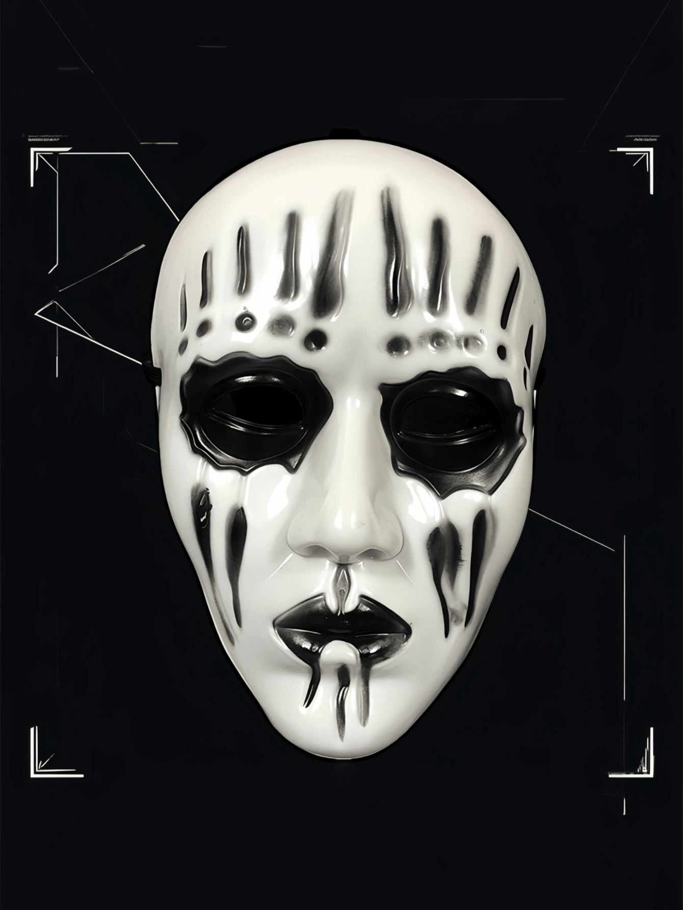 Halloween Scary Full Face Mask, Cosplay Horror Ghost Face Prop, Red & White Blood Tears Makeup Party Accessory, Spooky Skull Terrifying Costume - One Size Fits All - View 1