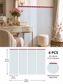 1pc/4pcs Heart Stripe Half Wall Decal, Removable & Peel And Stick Wall Sticker, Suitable For Bedroom, Living Room And Entryway, 4 Colors Available - Heart Pinstripe - View 27