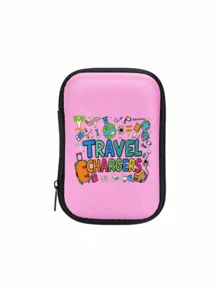 Bolsa Organizadora Digital Portátil de Casca Rígida de EVA Durável com Padrão de Letras "Carregadores de Viagem", Bolsa de Armazenamento de Produtos Eletrônicos, Mini Bolsa de Maquiagem, Organizador de Batom, Para Armazenar Acessórios Eletrônicos, Fones de Ouvido, Carregadores, Moedas, Produtos de Cuidados com a Pele de Tamanho de Viagem, Adequado para Férias, Dormitório, Escritório, Viagem, Presente de Aniversário Perfeito, Presente de Volta às Aulas, Presente de Abertura de Escola, Presente do Dia do Professor - Multicolorido - Visão 13