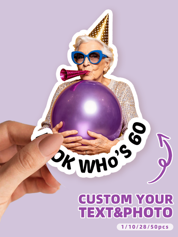 1-50pcs Customizable Portrait Stickers, PVC Waterproof & Oil-Resistant, Multiple Sizes, Suitable For Party Gift Box Packaging, Scrapbook Decoration, Invitations, Sports Water Bottles And More, Ideal Gift For Colleagues, Newlyweds, Best Friends, Parents, Perfect For Party Celebrations, Birthdays, Anniversaries, Weddings, Various Holidays And Occasions